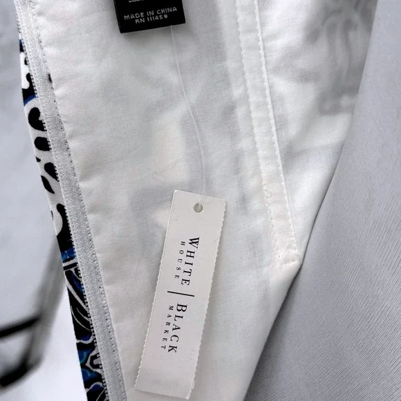 White House Black Market Corset Strapless Top Black White Blue Size 2 - Picture 5 of 11